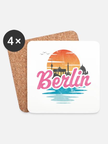 Berliner Stadt - Untersetzer (4er-Set) - Weiß