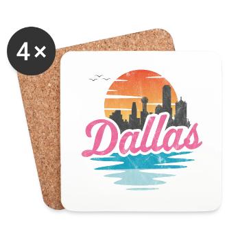Ville de Dallas - Dessous de verre (lot de 4) - blanc - Devant