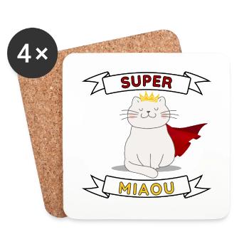 Super Miau - Untersetzer (4er-Set) - Weiß - Vorne