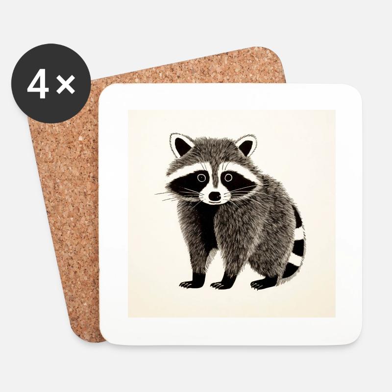 Cute Raccoon - Untersetzer (4er-Set) - Weiß