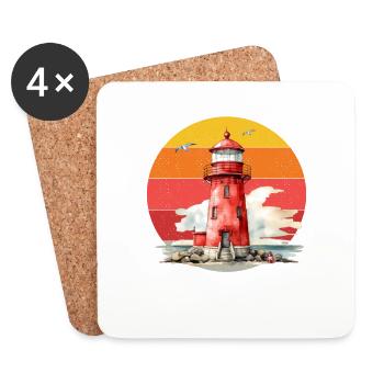 Phare maritime en mer du Nord Mer Baltique - Dessous de verre (lot de 4) - blanc - Devant