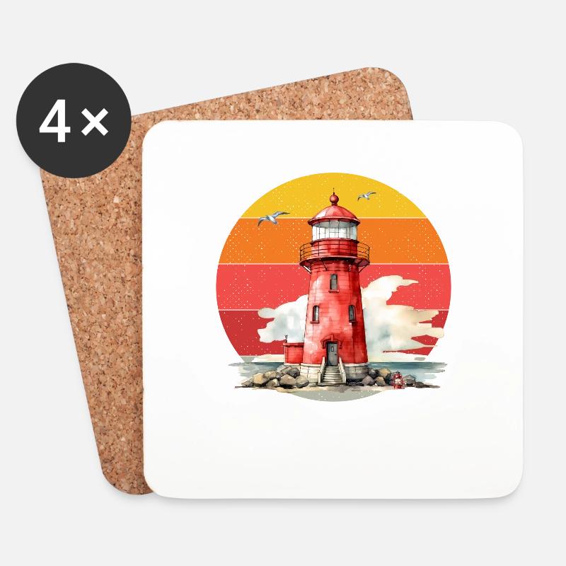 Leuchtturm maritim Nordsee Ostsee - Untersetzer (4er-Set) - Weiß