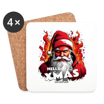 Santa's Hellstare | Hello Xmas - Untersetzer (4er-Set) - Weiß - Vorne