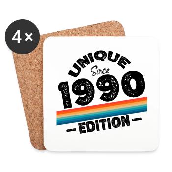 Unique seit 1990 Edition Geburtstag Vintage 1990 - Untersetzer (4er-Set) - Weiß - Vorne