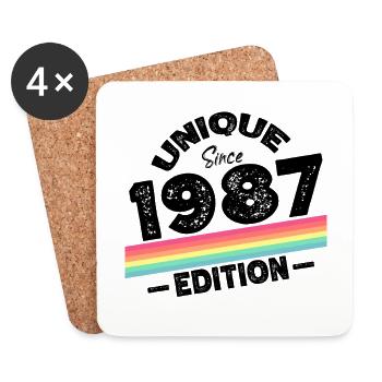 Unique seit 1987 Edition Geburtstag Vintage 1987 - Untersetzer (4er-Set) - Weiß - Vorne