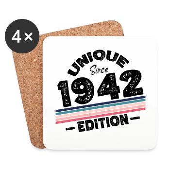 Unique seit 1942 Edition Geburtstag Vintage 1942 - Untersetzer (4er-Set) - Weiß - Vorne