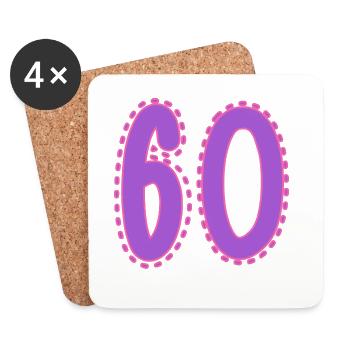 60. 60 JAHRE. 60. JAHRESTAG. 60. GEBURTSTAG. - Untersetzer (4er-Set) - Weiß - Vorne