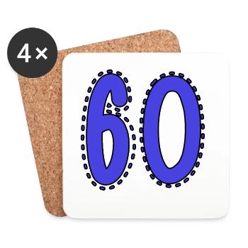 60. 60 YEARS. 60th ANNIVERSARY. 60TH BIRTHDAY. - Coasters (set of 4) - white - Front