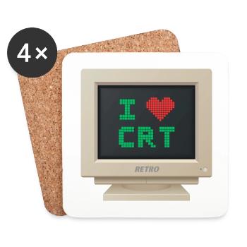 CRT design - I love CRT - Dessous de verre (lot de 4) - blanc - Devant