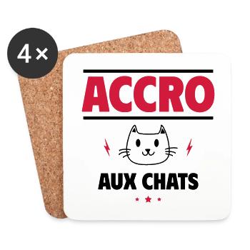 Accro au chats, pour les passionnés de chat - Dessous de verre (lot de 4) - blanc - Devant