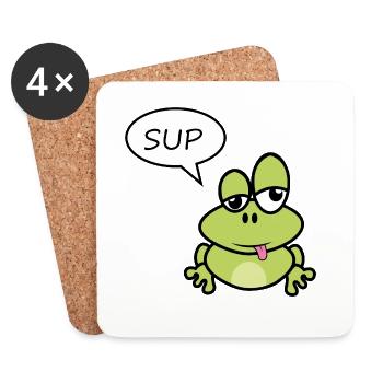 Little frog says sup - Coasters (set of 4) - white - Front