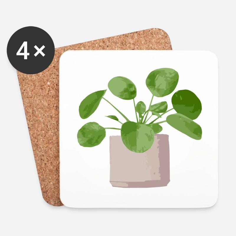 Pilea - Untersetzer (4er-Set) - Weiß
