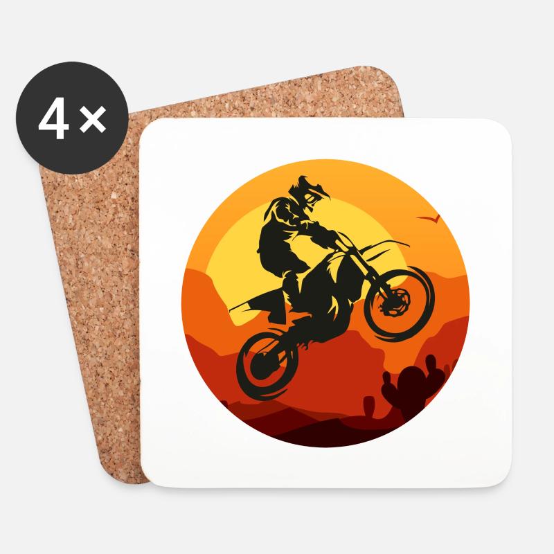 Motocross - Untersetzer (4er-Set) - Weiß