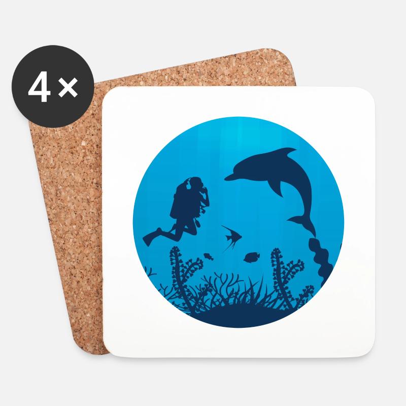 Taucher tauchen unter Wasser tauchen Geschenk - Untersetzer (4er-Set) - Weiß
