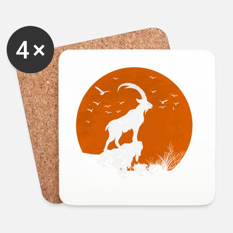 Mondroter Steinbock - Untersetzer (4er-Set) - Weiß