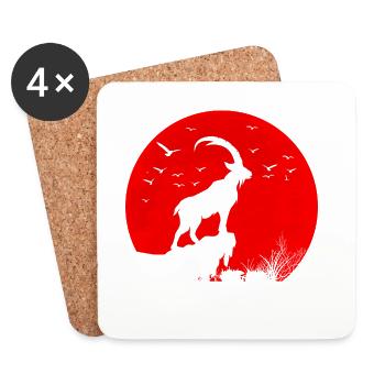 Red Moon and Capricorn - Coasters (set of 4) - white - Front