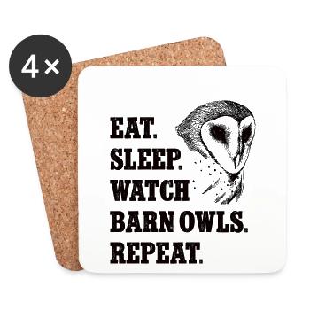 Barn Owl Eat Sleep Repeat Shirt Owl lover - Coasters (set of 4) - white - Front