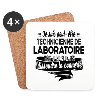 Technicienne laboratoire connerie humour citations - Dessous de verre (lot de 4) - blanc - Devant