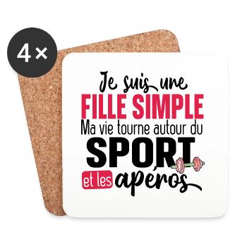 Sport Sportif Muscu Running Fitness Humour Workout - Dessous de verre (lot de 4) - blanc - Devant