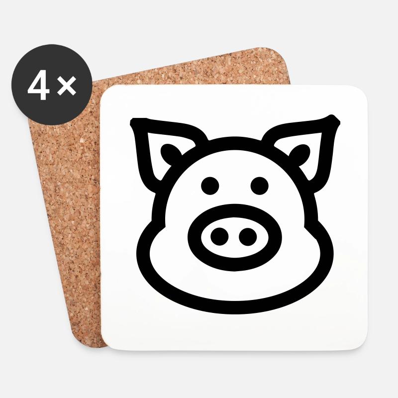 Schwein Tier - Untersetzer (4er-Set) - Weiß