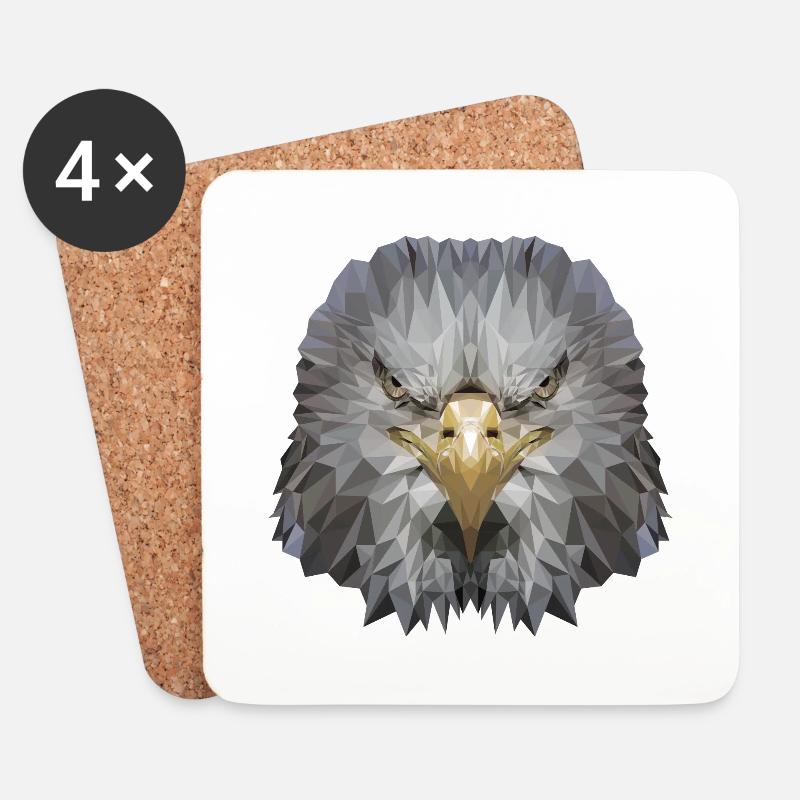 Adler Polygon Greifvogel - Untersetzer (4er-Set) - Weiß