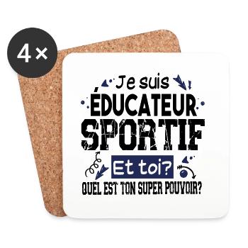Educateur Sportif Super Pouvoir Cadeau Humour - Dessous de verre (lot de 4) - blanc - Devant