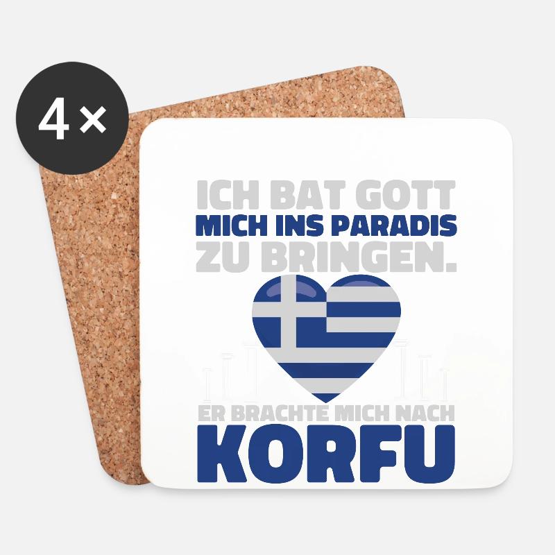 Gott Paradies Korfu Griechenland Urlauber - Untersetzer (4er-Set) - Weiß