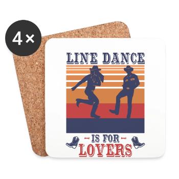 Vintage Retro Linedancing Line Dance Club Shirt - Untersetzer (4er-Set) - Weiß - Vorne