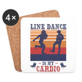 Vintage Retro Linedancing Line Dance Club Shirt - Untersetzer (4er-Set) - Weiß - Vorne