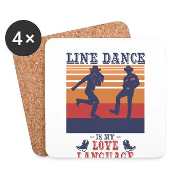Vintage Retro Linedancing Line Dance Club Shirt - Untersetzer (4er-Set) - Weiß - Vorne
