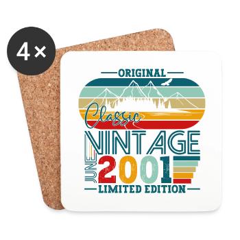 Original June Vintage 2001 21st Birthday Men - Coasters (set of 4) - white - Front