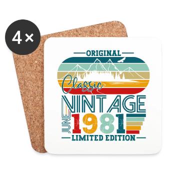 Original June Vintage 1981 41st Birthday Men - Coasters (set of 4) - white - Front