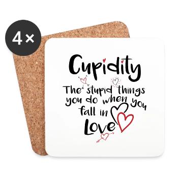 Cupidity Valentinstag Liebe macht dumm Shirt - Untersetzer (4er-Set) - Weiß - Vorne