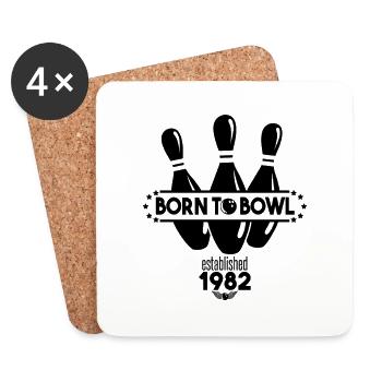 Born to Bowl Geburtstag 1982 Bowling Shirt - Untersetzer (4er-Set) - Weiß - Vorne