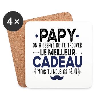 Papy Grand-Père Cadeau Petit Fils Petite Fille - Dessous de verre (lot de 4) - blanc - Devant