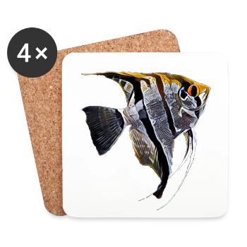 Kaiserfisch Tropischer Fischhalter Cichlid Fischfächer - Untersetzer (4er-Set) - Weiß - Vorne