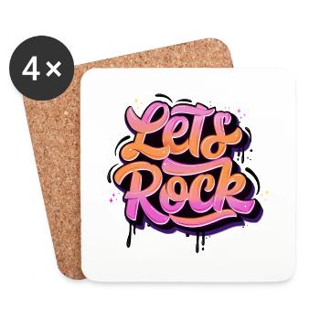 Let's Rock - Untersetzer (4er-Set) - Weiß - Vorne