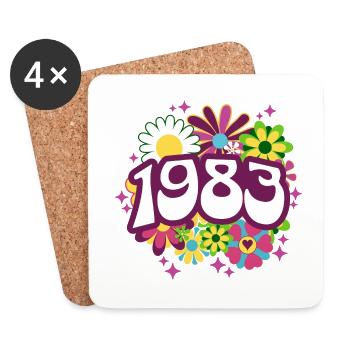 Birthday Party Woman 1983 40-jähriges Jubiläum - Untersetzer (4er-Set) - Weiß - Vorne
