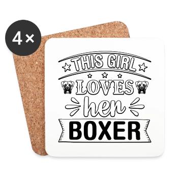 Cette fille aime son boxer - Dessous de verre (lot de 4) - blanc - Devant