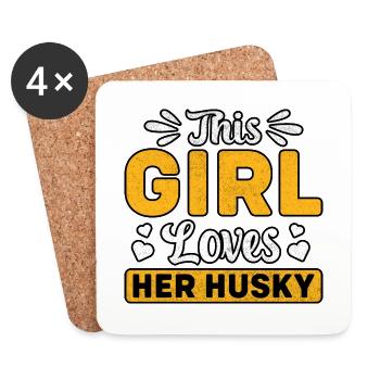 This girl loves her husky - Untersetzer (4er-Set) - Weiß - Vorne