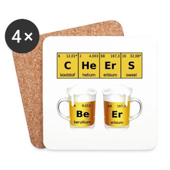 Beer Periodic Table Be Er - Coasters (set of 4) - white - Front