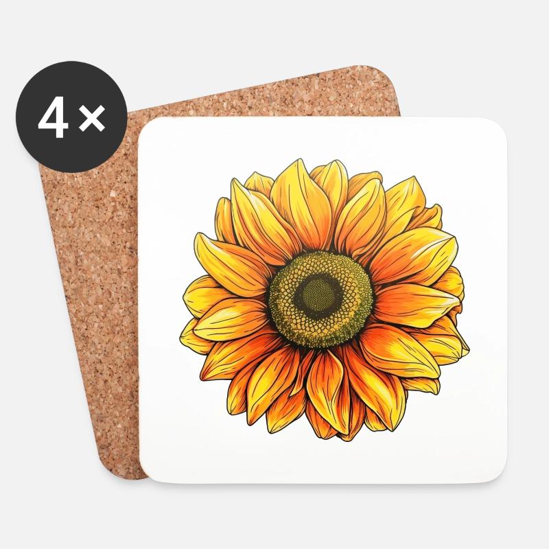 Sunflower - Untersetzer (4er-Set) - Weiß