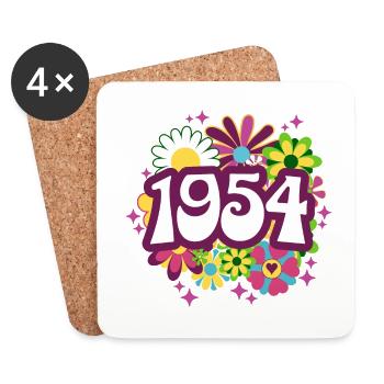 Retro Groovy Jahr 1954 Frau 70 Jahre Jubiläum - Untersetzer (4er-Set) - Weiß - Vorne