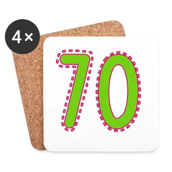 70. 70 YEARS. 70th ANNIVERSARY. 70 YEARS ANNIVERSARY. - Coasters (set of 4) - white - Front