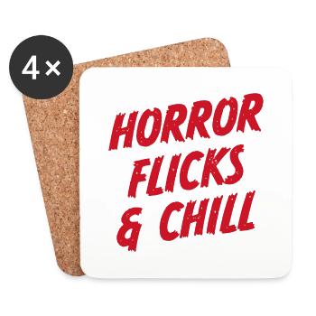 Horrorfilme und Chill - Untersetzer (4er-Set) - Weiß - Vorne