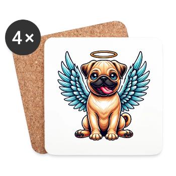Ange carlin mignon avec des ailes dessin animé Chibi - Dessous de verre (lot de 4) - blanc - Devant