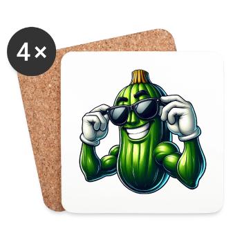 Coole Gurke Gewürzgurke Gemüse Cartoon - Untersetzer (4er-Set) - Weiß - Vorne