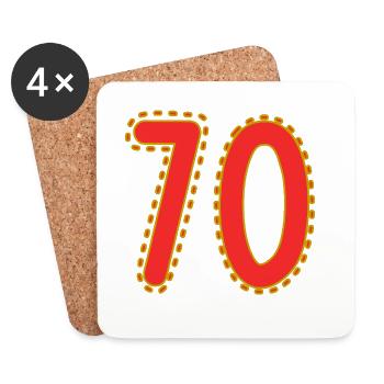 70. 70 ANS. 70e ANNIVERSAIRE. ANNIVERSAIRE 70 ANS. - Dessous de verre (lot de 4) - blanc - Devant
