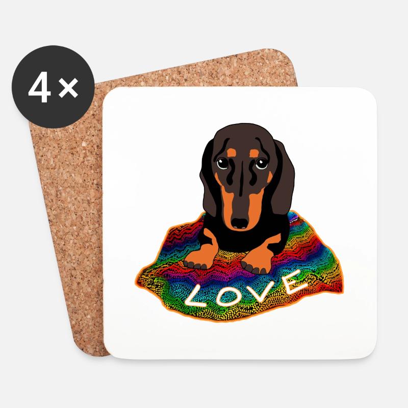 Dackel love. Dachshund - Untersetzer (4er-Set) - Weiß