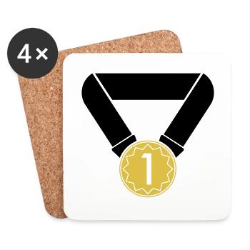 1st place medal - Coasters (set of 4) - white - Front